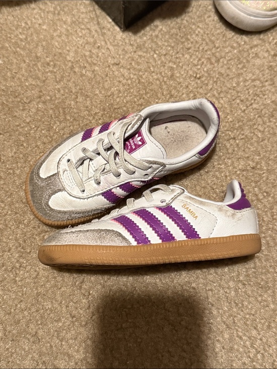 adidas Other - adidas Kids Samba Sneakers in White, Purple and Gum